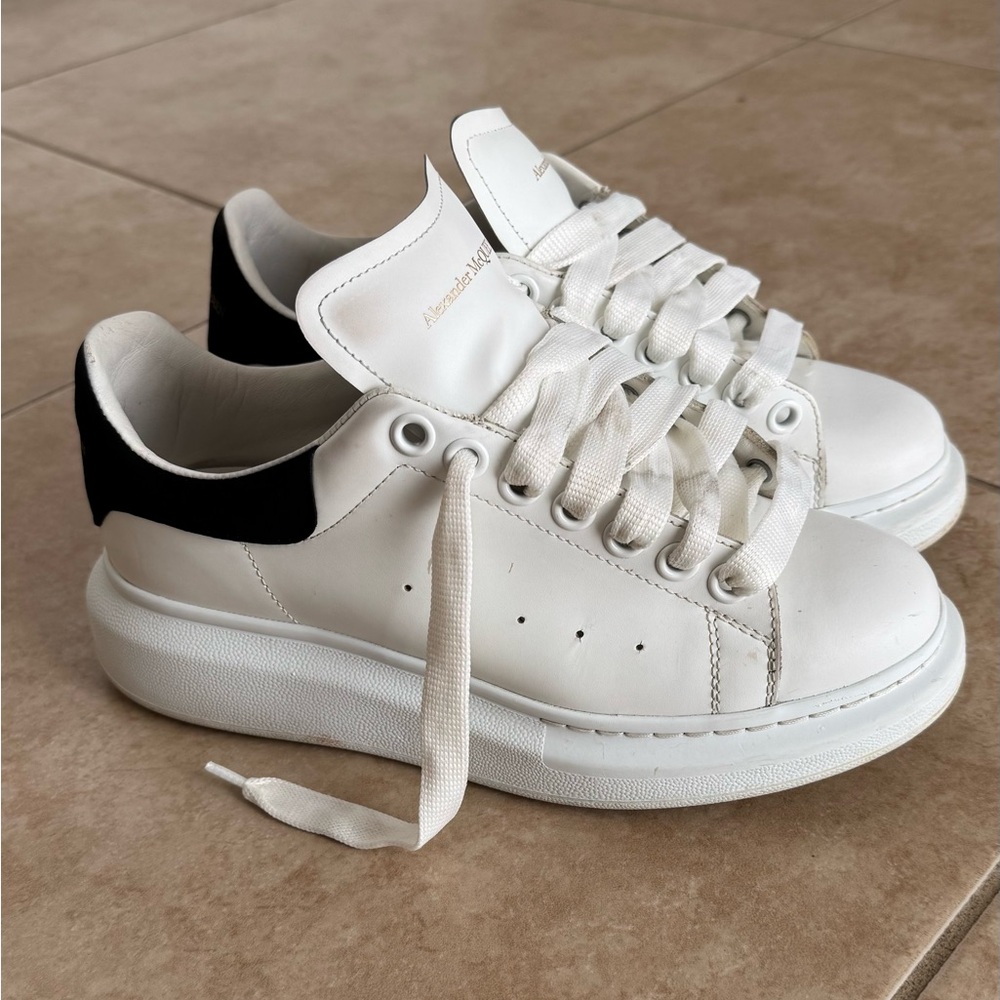 White Sneakers with Black Accents